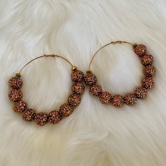 Shambala Oversize Beaded Hoops Copper earrings - Picture 1 of 5